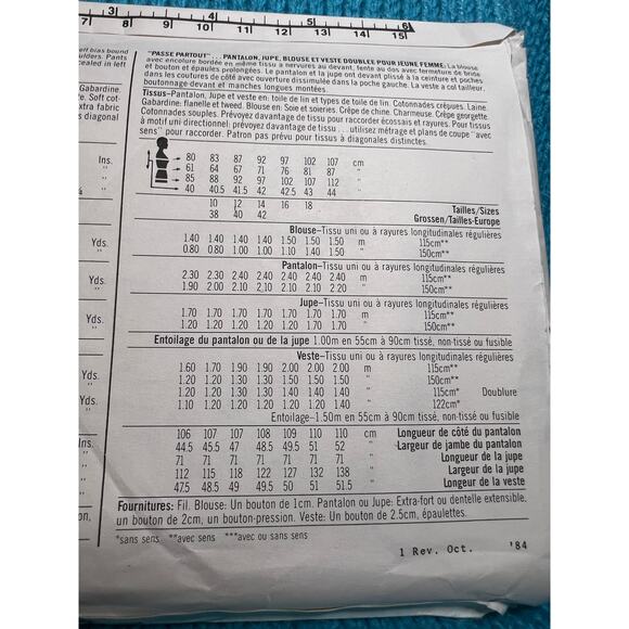 Simplicity 6743 pattern suit blazer top skirt pant 1980s size 10 - Picture 7 of 7